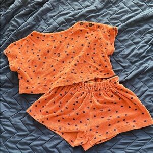 Coral Polka Dot Two-Piece Set